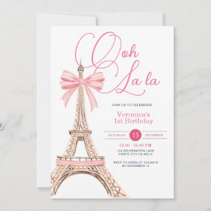 Paris Bow Rose Anniversaire Fête Invitation