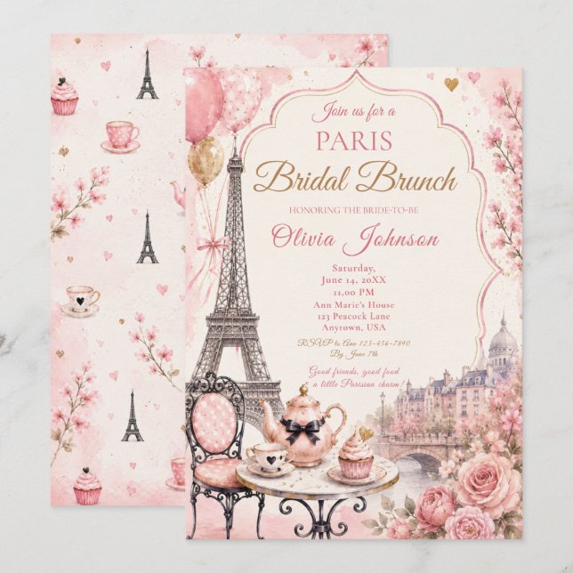 Paris Bridal Brunch Invitation (Front/Back)