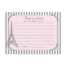 Paris Bridal Shower Advice card for the bride