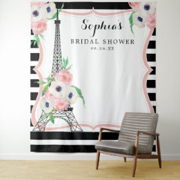 Paris Bridal Shower Backdrop Photo Booth Tapestry