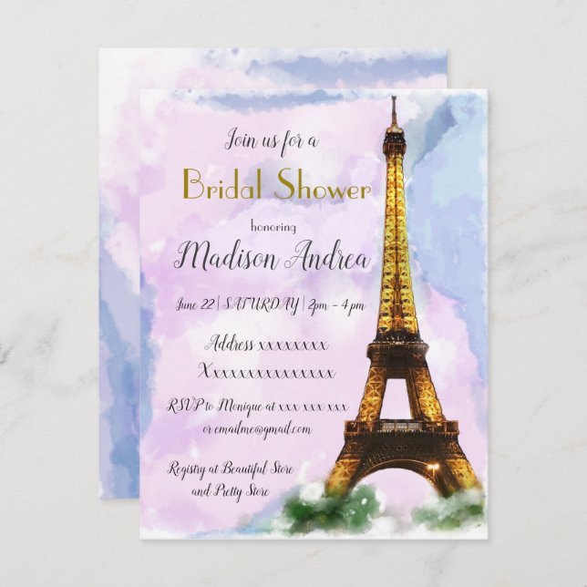 Paris Bridal Shower Invitation (Front/Back)