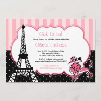 Paris Bridal Shower Invitations - Pink and Black