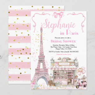 Paris Bridal Shower Party French Eiffel Tower Cafe Invitation