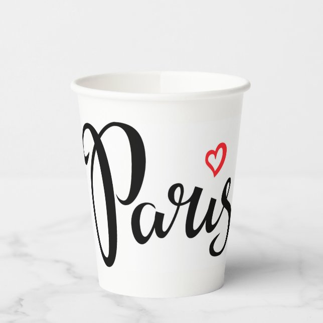 Paris Brush Lettering With Heart Paper Cups (Left)