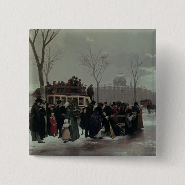 Paris Bus Accident 2 Inch Square Button (Front)