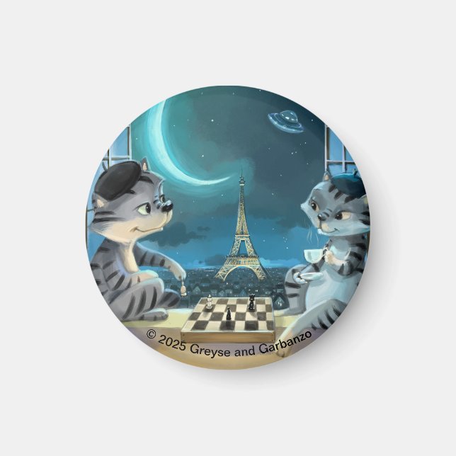 Paris by Night Circle Magnet (Various sizes) (Front)
