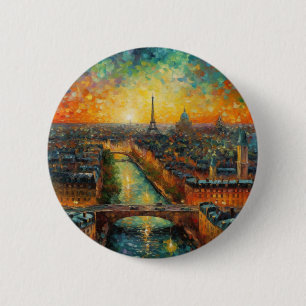 Paris by night van Gogh style 2 Inch Round Button