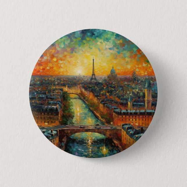Paris by night van Gogh style 2 Inch Round Button (Front)