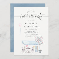 Paris Cafe Aquarelle Bachelorette Invitation
