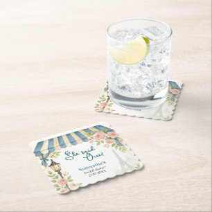 Paris Cafe She Said Oui Bridal Shower  Paper Coaster