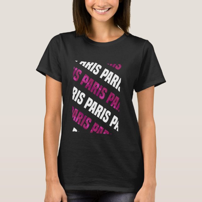 Paris Camo Pattern Pink Camouflage T-Shirt (Front)