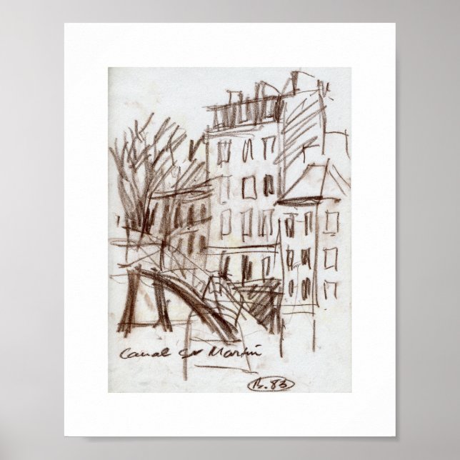 Paris Canal St Martin Sketch Poster (Front)