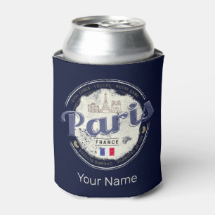 Paris Capital France Eiffel Tower Vintage Souvenir Can Cooler