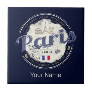 Paris Capital France Eiffel Tower Vintage Souvenir Tile