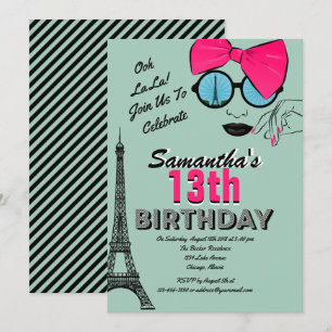 Paris Carte d'invitation d'anniversaire à thème