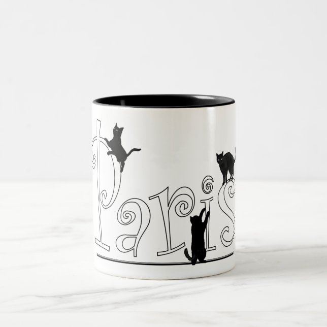 Paris Cats Two-Tone Coffee Mug (Center)