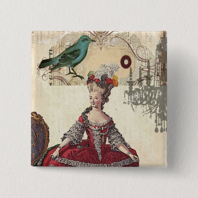 Paris Chandelier french queen  Marie Antoinette 2 Inch Square Button (Front)