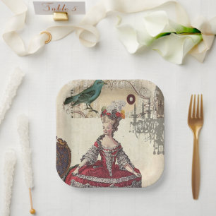 Paris Chandelier Marie Antoinette Vintage French  Paper Plate