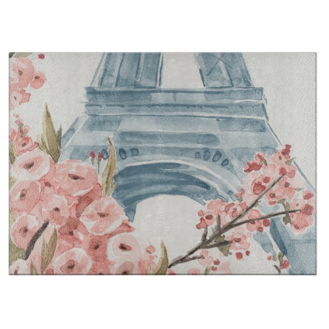 Paris Cherry Blossoms Cutting Board (Front)