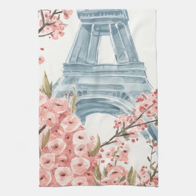 Paris Cherry Blossoms Kitchen Towel (Vertical)