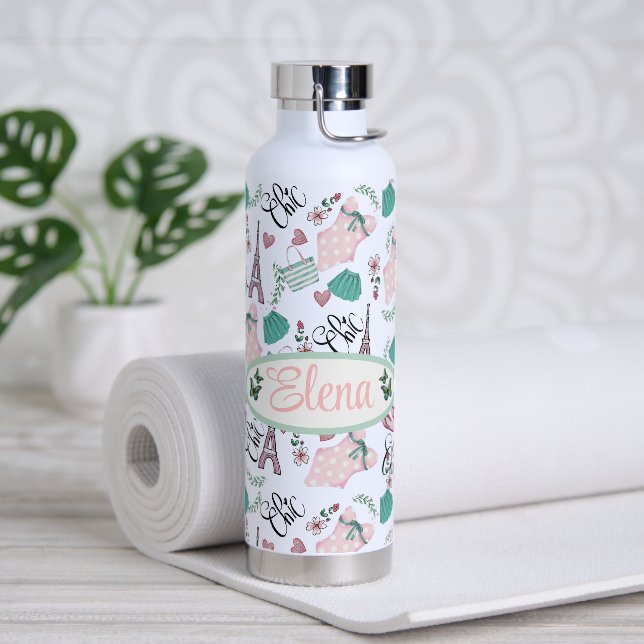 Paris Chic custom Water Bottle (Yoga)
