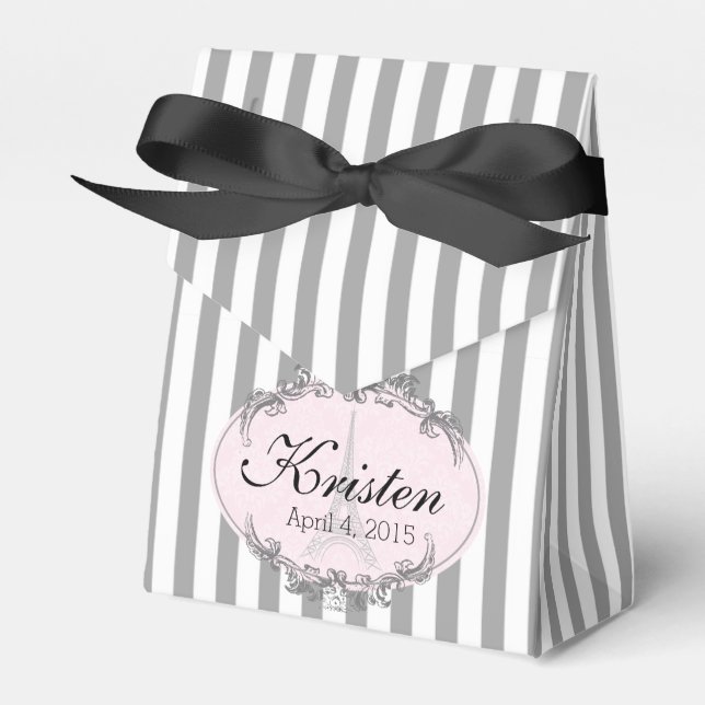 Paris Chic cute little personalized favour box (Front Side)