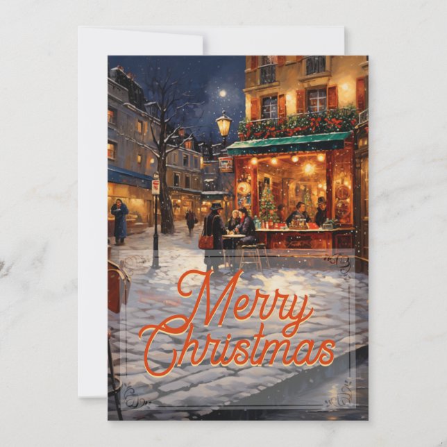 Paris Christmas Art Holiday Card (Front)