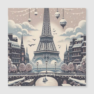Paris Christmas Poster – Eiffel Tower Snowy Winter