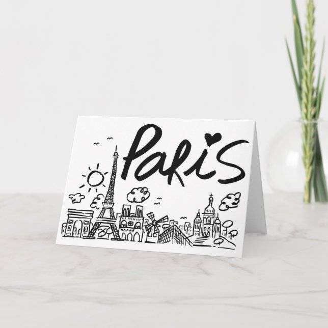 Paris City Doodle Card (Front)