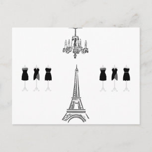 Paris City Fashion Eiffel Tower French Postcard