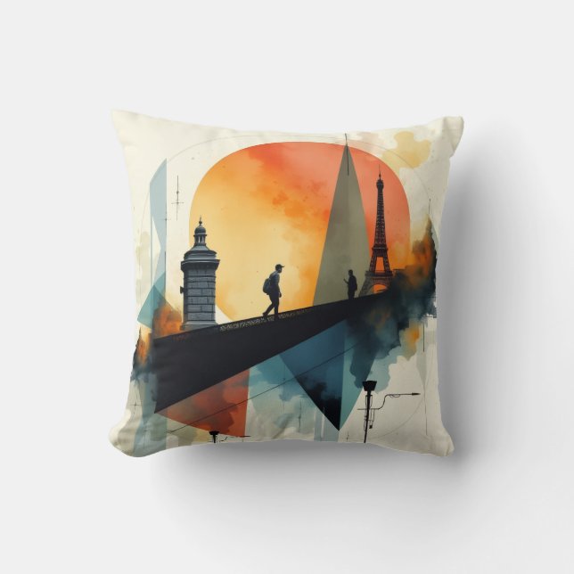 Paris city Throw Pillow (Front)
