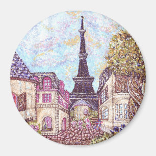 Paris Cityscape pointillism magnet Kristie Hubler