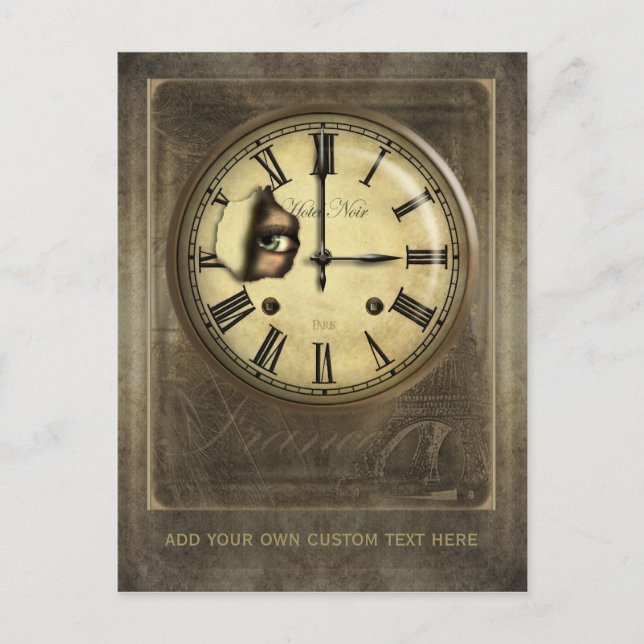 Paris Clock Watching Personalized Postcard (Front)