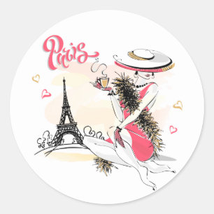 Paris & Coffee Classic Round Sticker