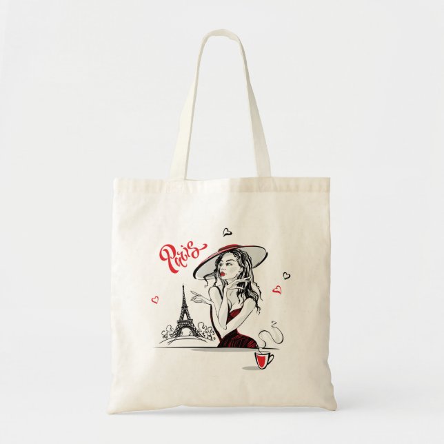 Paris & Coffee, red Tote Bag (Front)