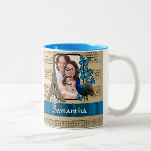 Paris collage on music sheet Two-Tone coffee mug