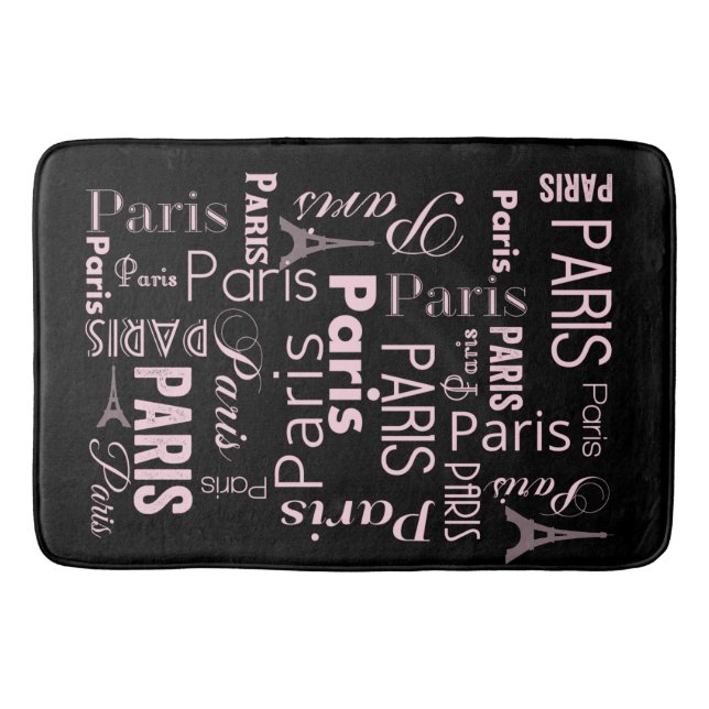 Paris collection black and pink paris print bath mat (Front)
