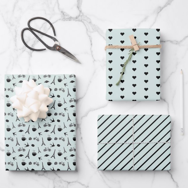 Paris Coordinating Pattern Wrapping Paper Sheet (Front)