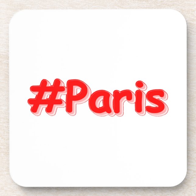 "#Paris" Cute Design. Buy Now Coaster (Front)