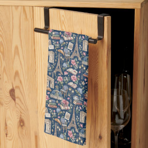 Paris Dark Icons Chic Design Kitchen Towel