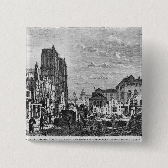 Paris, demolition of a part of the Cite 2 Inch Square Button (Front)