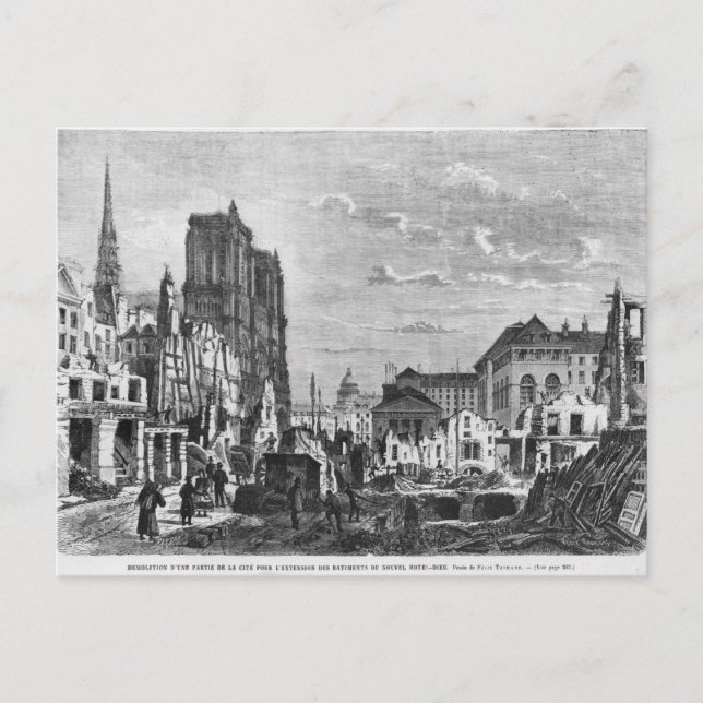 Paris, demolition of a part of the Cite Postcard (Front)