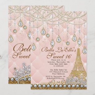 Paris Diamant et Perles Invitation de fête d'anniv