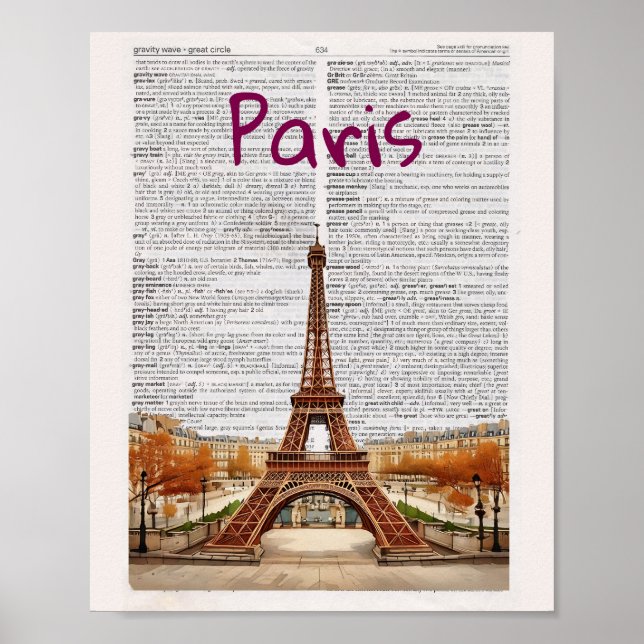 Paris Dictionary page art print (Front)