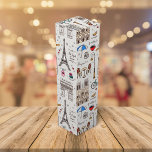 Paris Doodles Wine Box<br><div class="desc">Hand drawn pattern features doodles of all things Paris, from the Eiffel Tower and Arc de Triomphe, to bistro chairs and macarons.</div>