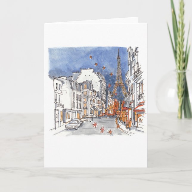 Paris during Chrismas Season Holiday Card (Front)