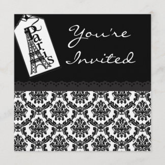 Paris Eifell Tower Motif Theme Birthday Invites