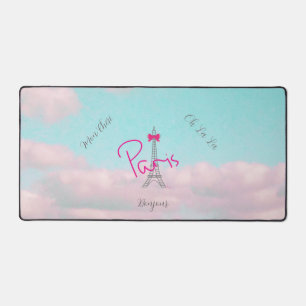 Paris, Eiffel Bonjour French Modern Throw Pillow Desk Mat