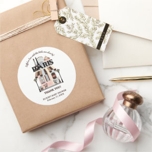 Paris Eiffel in Love French Cafe Baby Shower  Classic Round Sticker