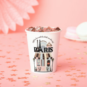 Paris Eiffel in Love French Cafe Baby Shower  Paper Cups